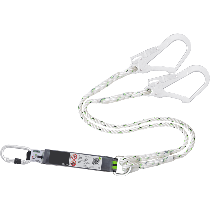 Cordino doppio con assorbitore con 2 moschettoni a pinza